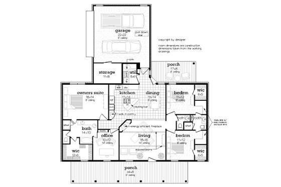 Floor Plan - Main Floor for Farmhouse House Plan #45-636 - 3 bed, 2.5 bath