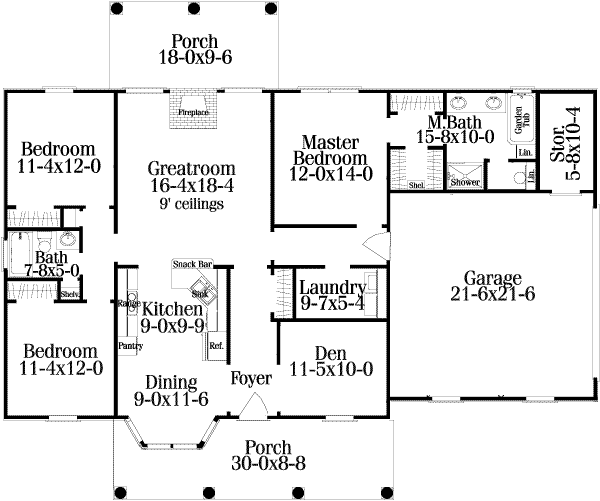 House Plan Design - Country Floor Plan - Main Floor Plan #406-122