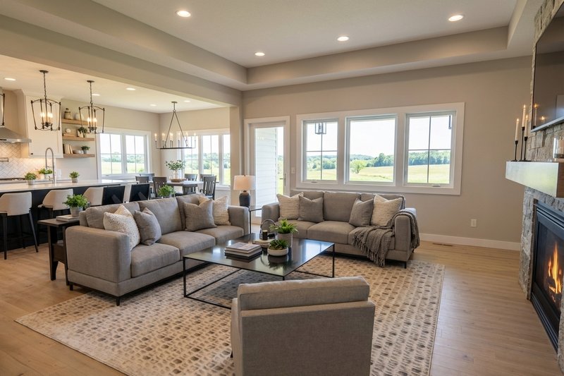 Architectural House Design - Interior - Family Room for Farmhouse House Plan #51-1519 - 3 bed, 2.5 bath