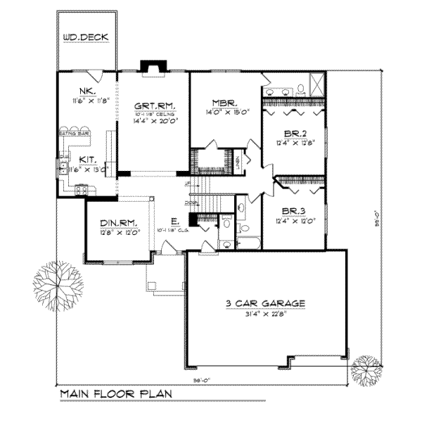 Home Plan - Traditional Floor Plan - Main Floor Plan #70-232