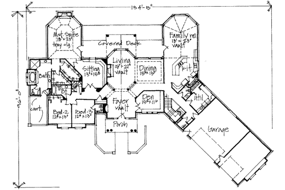 Floor Plan - Main Floor for European House Plan #308-161 - 4 bed, 2.5 bath
