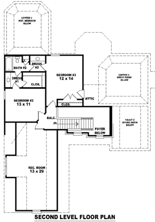 Traditional Floor Plan - Upper Floor Plan #81-920