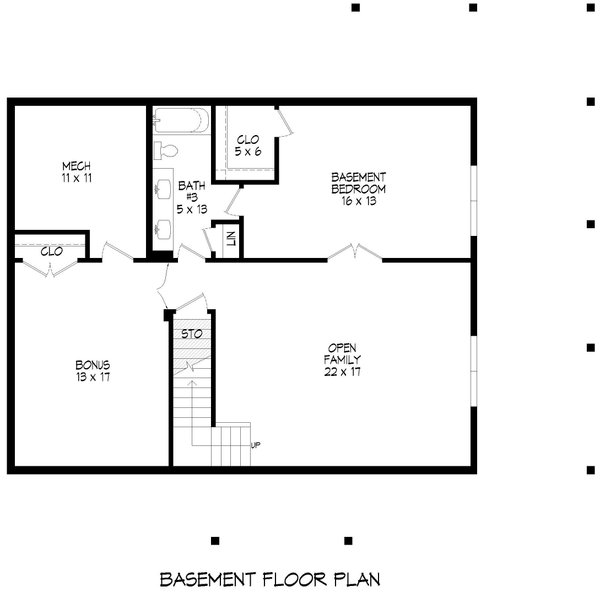 Country Floor Plan - Lower Floor Plan #932-1089