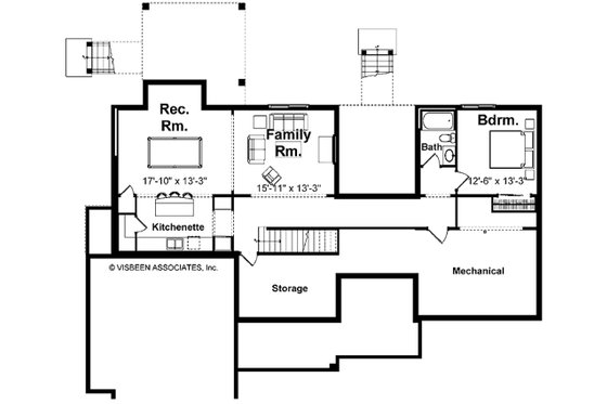 Floor Plan - Lower Floor for Farmhouse House Plan #928-439 - 3 bed, 3.5 bath