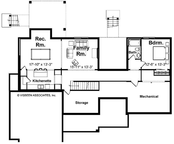 House Blueprint - Floor Plan - Lower Floor for Farmhouse House Plan #928-439 - 3 bed, 3.5 bath