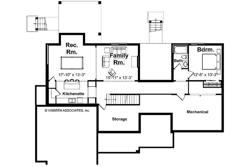 House Blueprint - Floor Plan - Lower Floor for Farmhouse House Plan #928-439 - 3 bed, 3.5 bath