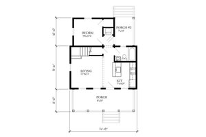 Katrina Cottage, Country House plan, main level floor plan
