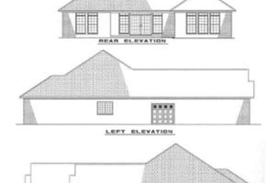 Exterior - Rear Elevation for European House Plan #17-193 - 3 bed, 2 bath