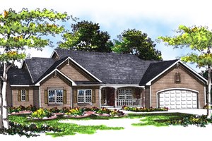 Exterior - Front Elevation for Traditional House Plan #70-254 - 3 bed, 2.5 bath