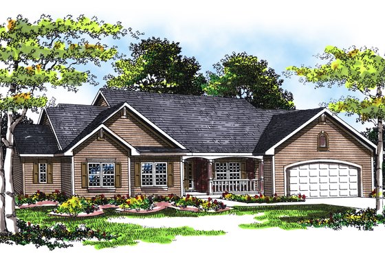 Exterior - Front Elevation for Traditional House Plan #70-254 - 3 bed, 2.5 bath