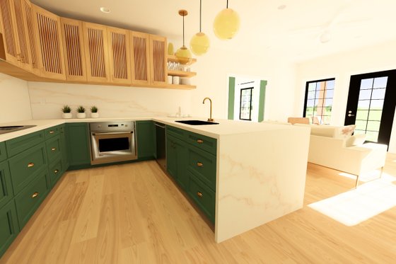 Interior - Kitchen 3 for Farmhouse House Plan #126-296 - 1 bed, 1 bath