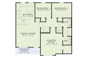 Floor Plan - Main Floor for Ranch House Plan #17-163 - 3 bed, 1.5 bath