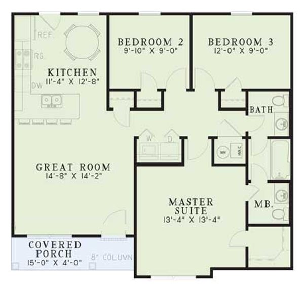 House Design - Ranch Floor Plan - Main Floor Plan #17-163