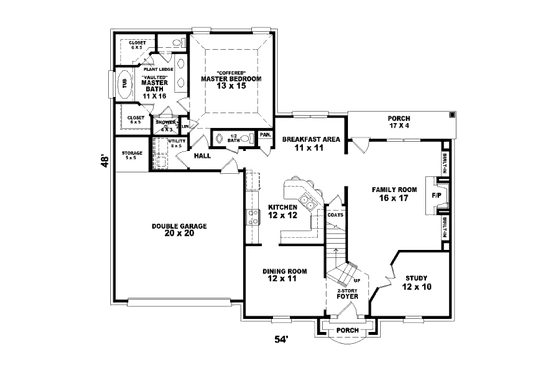 Floor Plan - Main Floor for Traditional House Plan #81-13897 - 4 bed, 2.5 bath