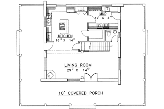 Floor Plan - Main Floor for Log House Plan #117-413 - 4 bed, 2.5 bath