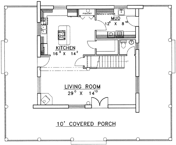 Architectural House Design - Log Floor Plan - Main Floor Plan #117-413