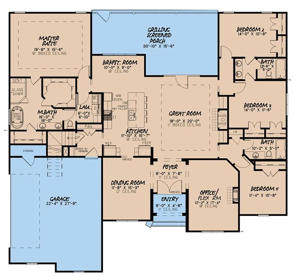 Craftsman Style House Plan - 4 Beds 3.5 Baths 2663 Sq/Ft Plan #923-144 ...