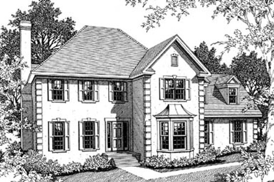 Exterior - Front Elevation for European House Plan #10-238 - 3 bed, 2.5 bath