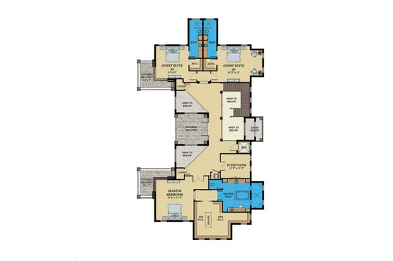 Floor Plan - Upper Floor for Contemporary House Plan #548-26 - 4 bed, 5 bath