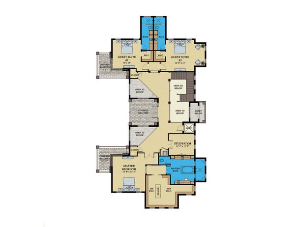 Contemporary Floor Plan - Upper Floor Plan #548-26