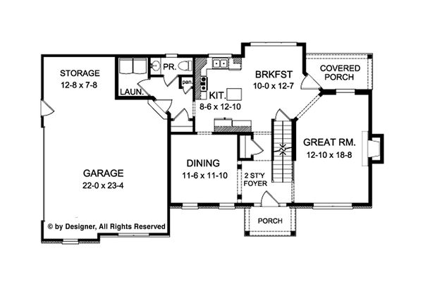 Architectural House Design - Colonial Floor Plan - Main Floor Plan #1010-208