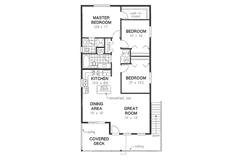 House Design - Floor Plan - Upper Floor for Traditional House Plan #18-4511 - 3 bed, 2 bath