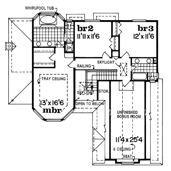 Traditional Floor Plan - Upper Floor Plan #47-481