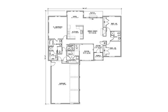 Floor Plan - Main Floor for European House Plan #1064-3 - 4 bed, 3.5 bath