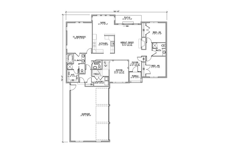 Home Plan - Floor Plan - Main Floor for European House Plan #1064-3 - 4 bed, 3.5 bath