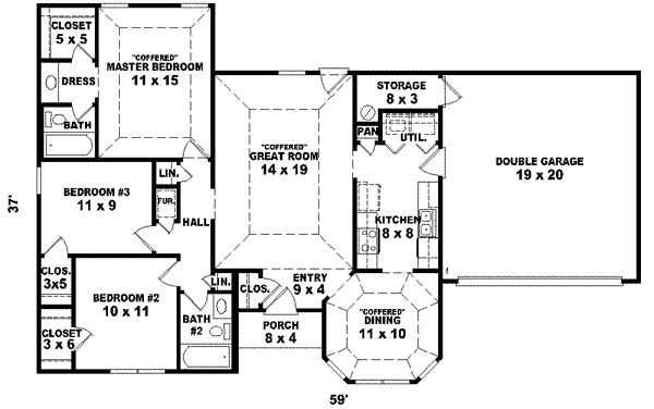 Traditional Floor Plan - Main Floor Plan #81-1385