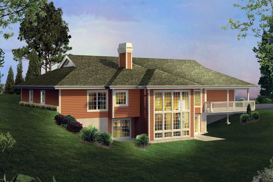Exterior - Rear Elevation House Plan #57-579 - 3 bed, 2 bath