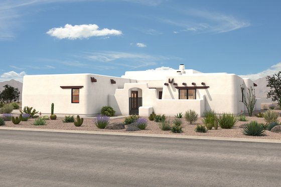 Adobe / Southwestern Exterior - Front Elevation Plan #72-1024