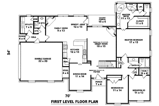 Floor Plan - Main Floor for European House Plan #81-1161 - 4 bed, 3.5 bath