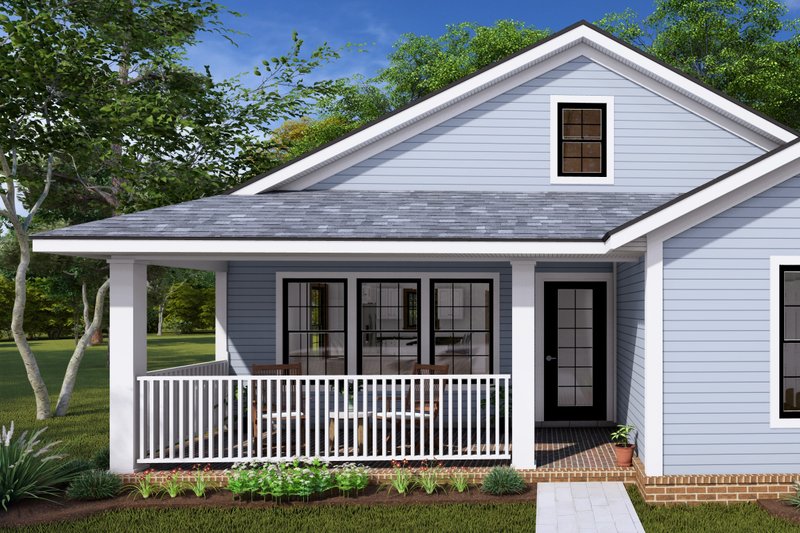 House Blueprint - Exterior - Covered Porch for Farmhouse House Plan #513-2237 - 2 bed, 2 bath