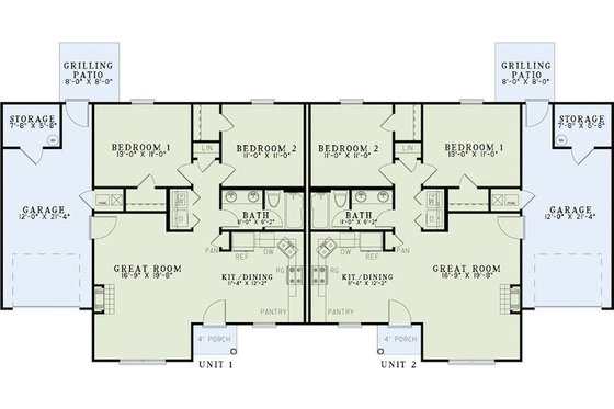 Floor Plan - Main Floor for Traditional House Plan #17-2430 - 2 bed, 1 bath