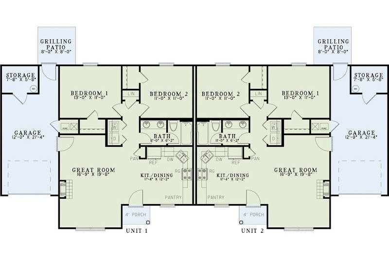 House Blueprint - Floor Plan - Main Floor for Traditional House Plan #17-2430 - 2 bed, 1 bath