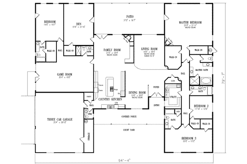 Dream House Plan - Floor Plan - Main Floor for Ranch House Plan #1-933 - 5 bed, 5.5 bath