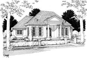 Southern Exterior - Front Elevation Plan #20-332