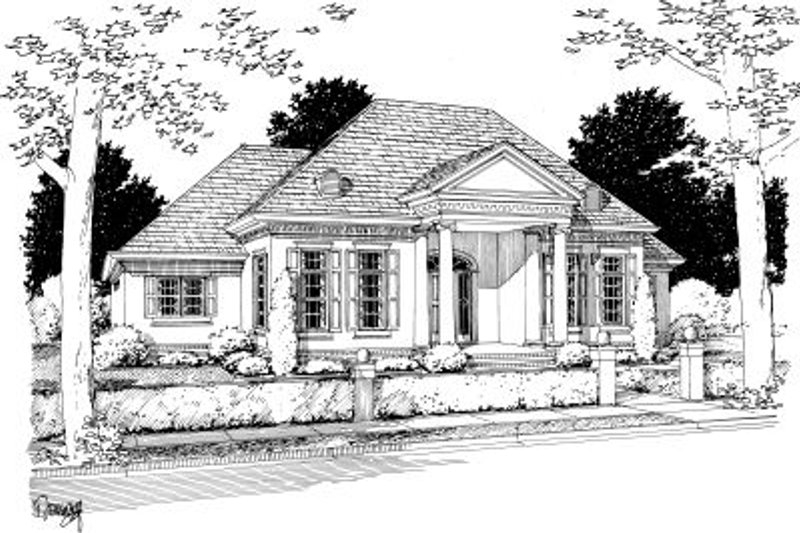 House Blueprint - Southern Exterior - Front Elevation Plan #20-332